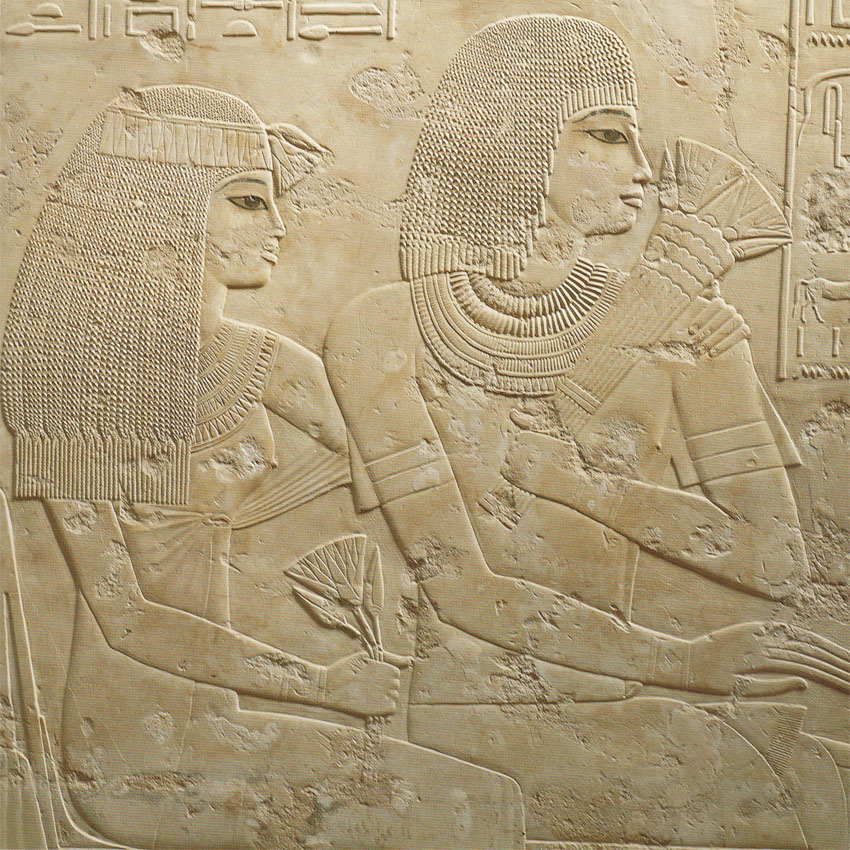 Ок. 1350 г. до р.Х. Маи, начальник царской конницы, и его жена Урнур. Рельеф из гробницы Рамосе. Египет.